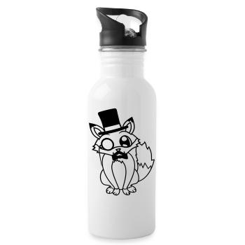 Fox Red Fox Sir Mr. Top Hat Monocle Glasses - Water bottle with straw - white - Right