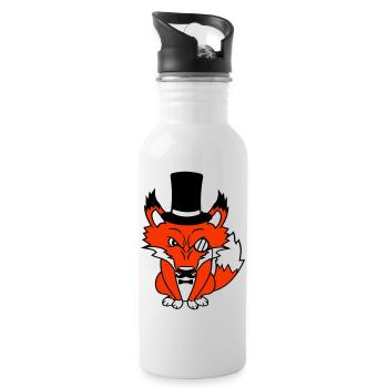 Fox Red Fox Sir Mr. Top Hat Monocle Glasses - Water bottle with straw - white - Right