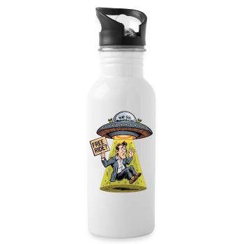 Space Hitchhiking – funny UFO graphics - Water bottle with straw - white - Right