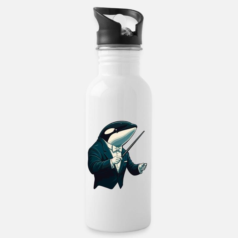 Dirigent - Trinkflasche mit integriertem Trinkhalm - Weiß