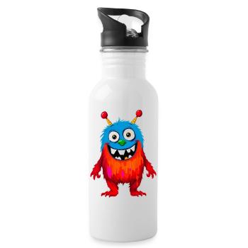 Bunte Monsterkunst - Niedlicher & verspielter Charakter - Trinkflasche mit integriertem Trinkhalm - Weiß - Rechts