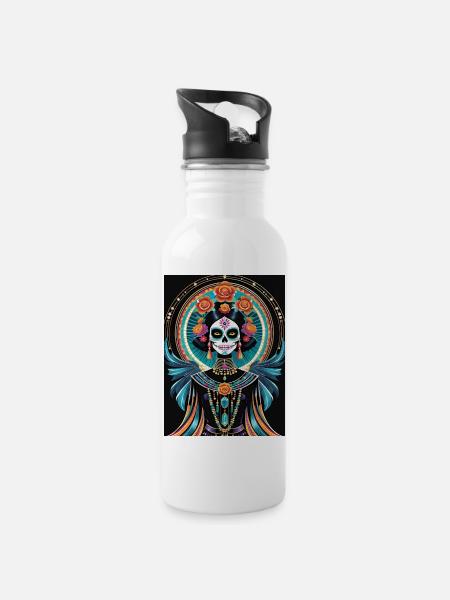 LA CATRINA DELUXE - Water bottle with straw - white