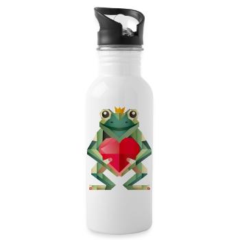 Froschkönig mit Herz –Geometrische Liebeserklärung - Trinkflasche mit integriertem Trinkhalm - Weiß - Rechts