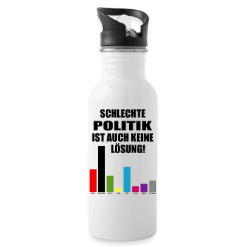 Bad politics is not a solution either - Water bottle with straw - white - Right