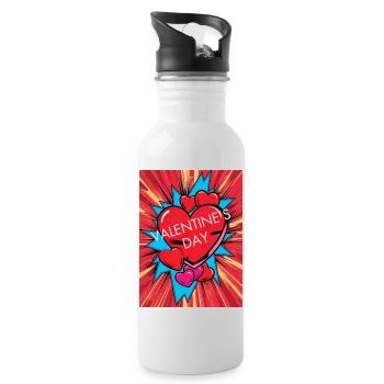 Valentines Day - Water bottle with straw - white - Right