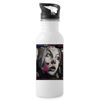 Urban Art - Trinkflasche mit integriertem Trinkhalm - Weiß - Rechts