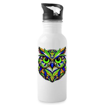Owl - Water bottle with straw - white - Right
