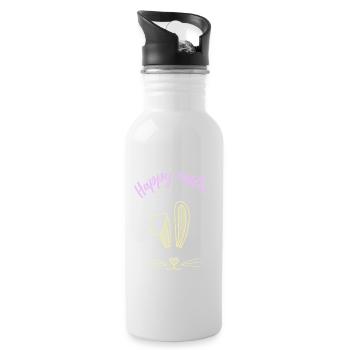 Happy Easter Easter Bunny Saying Gift Idea - Water bottle with straw - white - Right