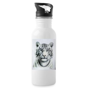 White Tiger - Weisser Tiger - Trinkflasche mit integriertem Trinkhalm - Weiß - Rechts