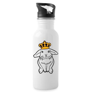 Royal Bunny Crown King Queen Prince Princess - Water bottle with straw - white - Right