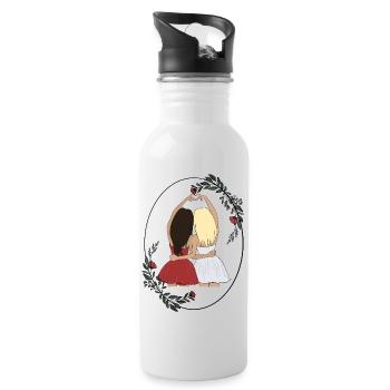 Beste Freundin - Trinkflasche mit integriertem Trinkhalm - Weiß - Rechts