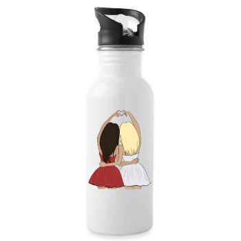 Beste Freundin - Trinkflasche mit integriertem Trinkhalm - Weiß - Rechts