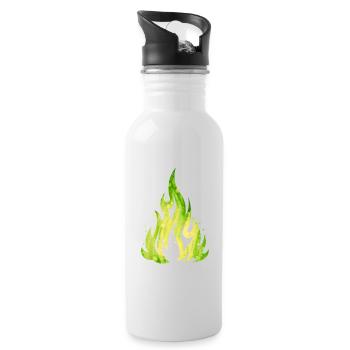 Verdant Flame Watercolor Fire - Water bottle with straw - white - Right