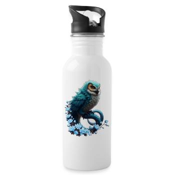 Moment of wisdom, The magical and majestic owl. - Water bottle with straw - white - Right
