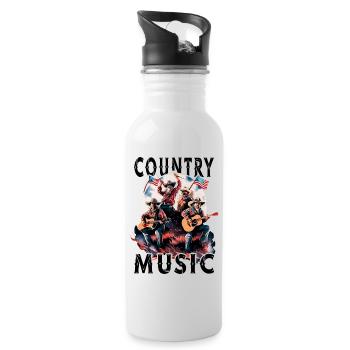 Country Music Guitar Guitarist Singer USA Vintage - Water bottle with straw - white - Right