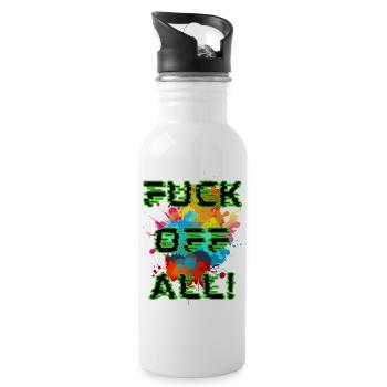 Punk-Farbexplosion - Trinkflasche mit integriertem Trinkhalm - Weiß - Rechts