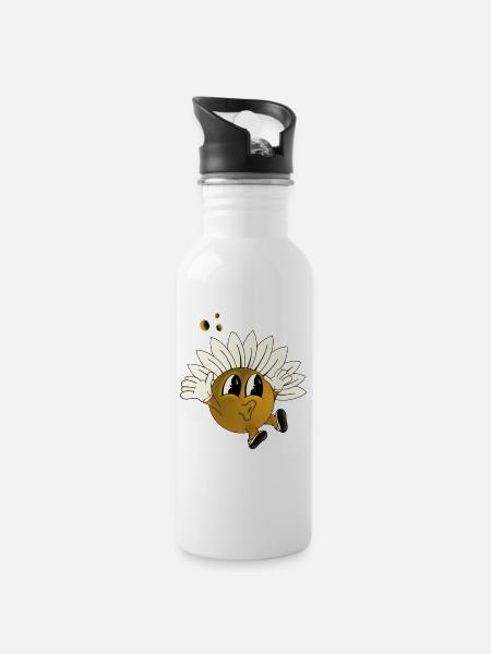 Fleur sautante - Gourde avec paille intégrée - blanc