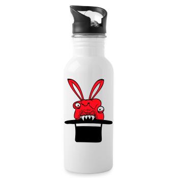 Lapin Monstre Sorcier Chapeau haut de forme Horreur maléfique - Gourde avec paille intégrée - blanc - Droite