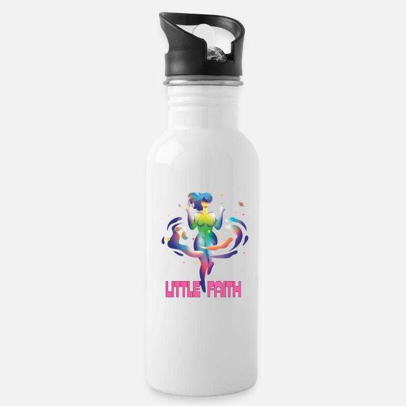 Kleiner Glaubensregenbogen - Trinkflasche mit integriertem Trinkhalm - Weiß