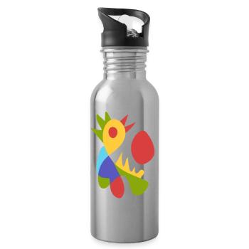 Morgen Huhn Kühn Abstrakt - Trinkflasche mit integriertem Trinkhalm - Lightsilver - Rechts