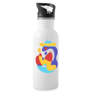 monster enjoy summer sea - vintage bold abstract - Water bottle with straw - white - Right