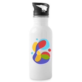 fluid abstract vintage - Water bottle with straw - white - Right