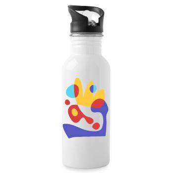 abstract tropical beeze - bauhaus style - Water bottle with straw - white - Right