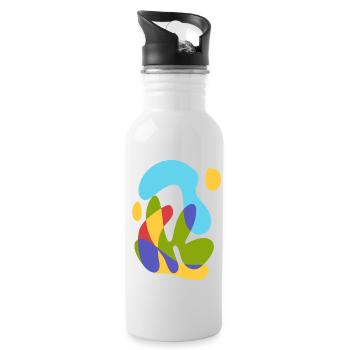 Soleil de mer et flore tropicale - Abstrait audacieux - Gourde avec paille intégrée - blanc - Droite