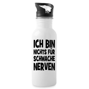 Ich bin nichts für schwache Nerven - Trinkflasche mit integriertem Trinkhalm - Weiß - Rechts