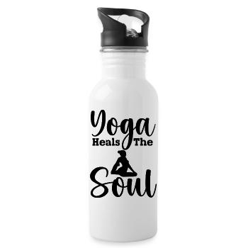 Yoga heals the soul - Trinkflasche mit integriertem Trinkhalm - Weiß - Rechts