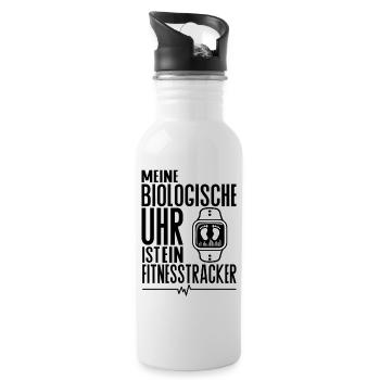 Meine biologische Uhr ist ein Fitnesstracker - Trinkflasche mit integriertem Trinkhalm - Weiß - Rechts