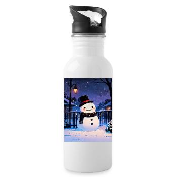 Mit Liebe gebaut - Trinkflasche mit integriertem Trinkhalm - Weiß - Rechts