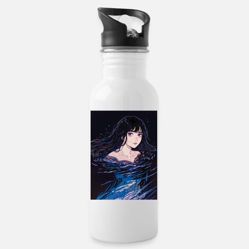 Klage der Gezeiten - Trinkflasche mit integriertem Trinkhalm - Weiß