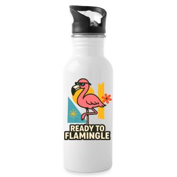 Ready to Flamingle - Trinkflasche mit integriertem Trinkhalm - Weiß - Rechts