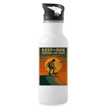 BEHALTE DIE FAHRT (Skate) - Trinkflasche mit integriertem Trinkhalm - Weiß - Rechts