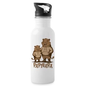 Papibara Papi Capybara Vater Lustig Papa Vatertag - Trinkflasche mit integriertem Trinkhalm - Weiß - Rechts