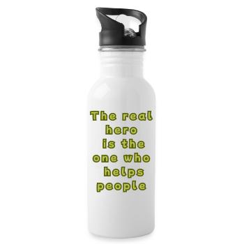 The real hero is the one who helps people - Water bottle with straw - white - Right