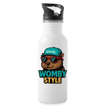 Womby Style Biber mit Sonnenbrillen - Trinkflasche mit integriertem Trinkhalm - Weiß - Rechts