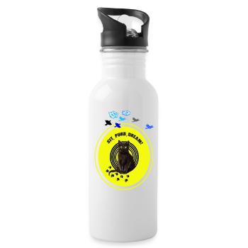 Verträumte schwarze Katze mit Cyber-Zitronen-Attitüde - Trinkflasche mit integriertem Trinkhalm - Weiß - Rechts