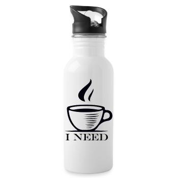 Minimalist Coffee Cup Illustration T-shirt - Water bottle with straw - white - Right