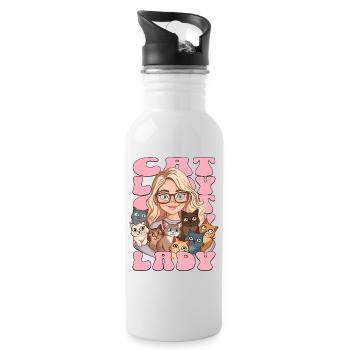 Chat Dame Chats Femme Fille J’aime les chats Drôle - Gourde avec paille intégrée - blanc - Droite