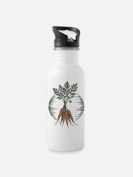 Vintage Carrots - Water bottle with straw - white