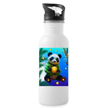 Cyber Zitrone Bambus Panda - Trinkflasche mit integriertem Trinkhalm - Weiß - Rechts