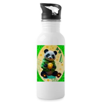 Charmanter Panda - Trinkflasche mit integriertem Trinkhalm - Weiß - Rechts