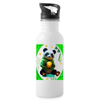 Cyber Lemon Panda - Trinkflasche mit integriertem Trinkhalm - Weiß - Rechts