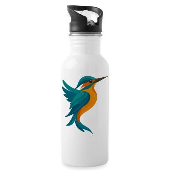 Kingfisher stylisé Forme élégante en bleu-orange - Gourde avec paille intégrée - blanc - Droite
