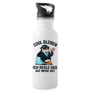 Penguin Cocktail Suit - Water bottle with straw - white - Right