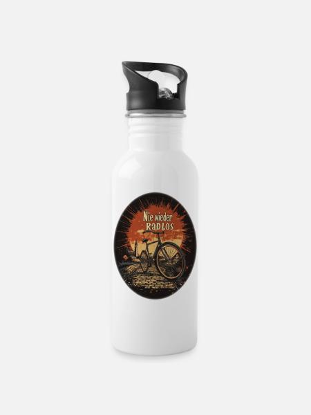 Never again bikeless - Water bottle with straw - white