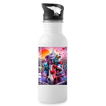 SOKO Glitzer 2025 cute / but never alone #4 - Trinkflasche mit integriertem Trinkhalm - Weiß - Rechts