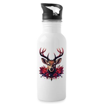 Grâce mystérieuse, le cerf des ombres et des lumières. - Gourde avec paille intégrée - blanc - Droite